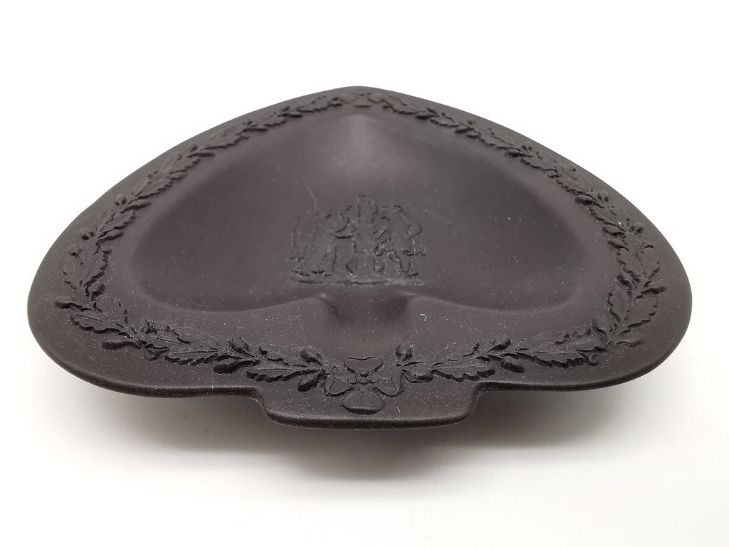 Vintage Wedgwood Black Basalt Spade Pin Dish- Classical Relief