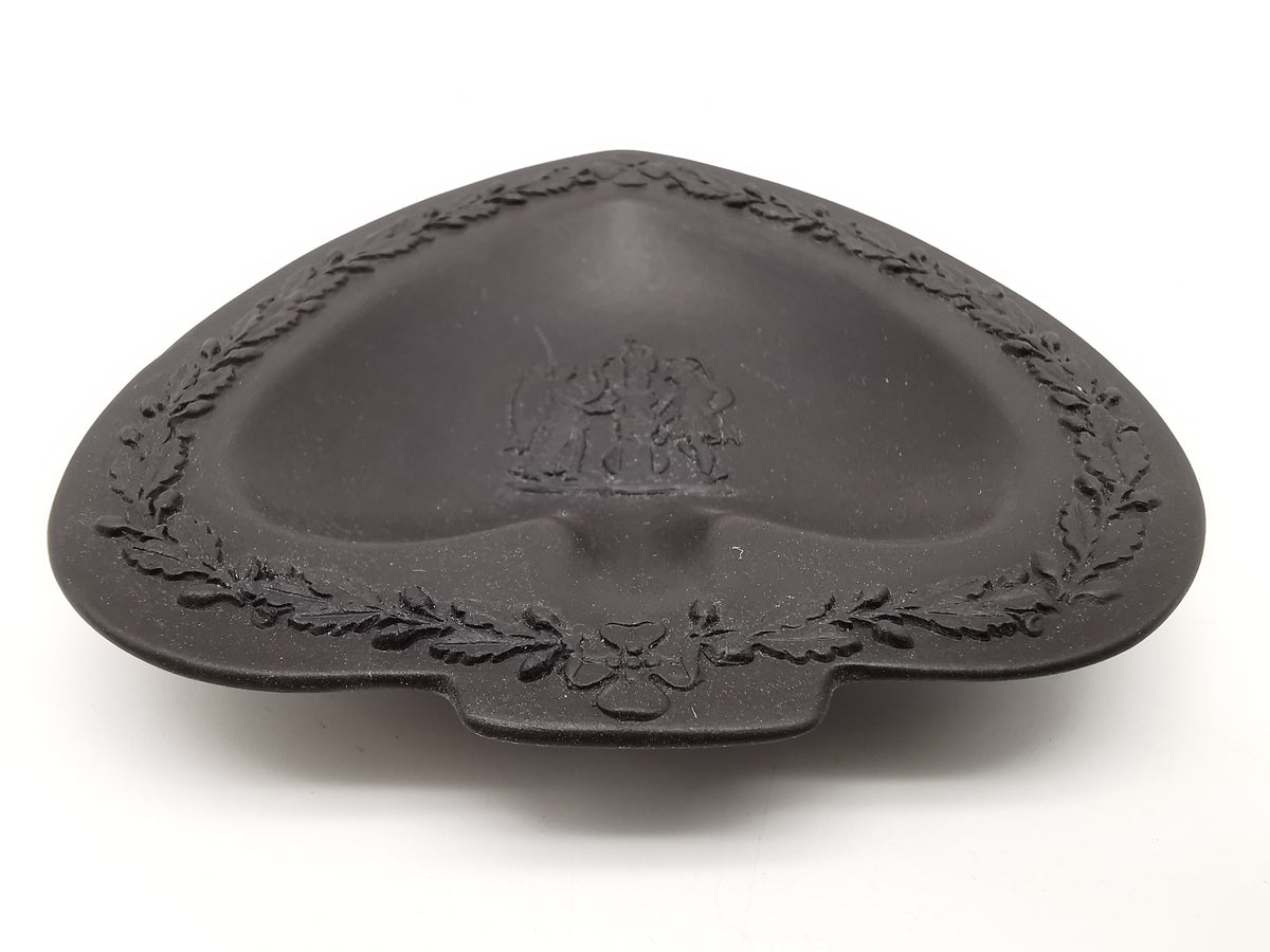 Vintage Wedgwood Black Basalt Spade Pin Dish- Classical Relief