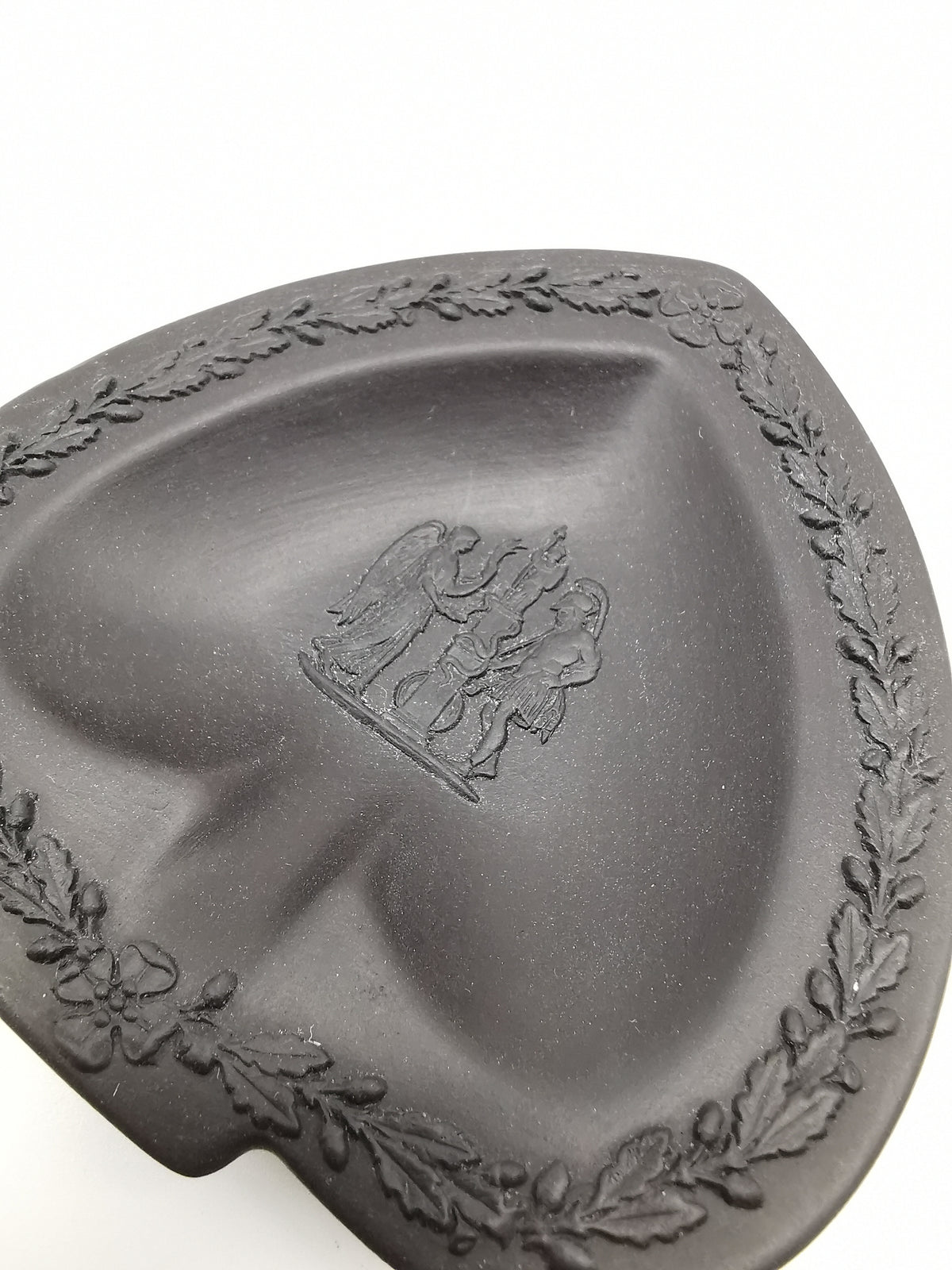 Vintage Wedgwood Black Basalt Spade Pin Dish- Classical Relief
