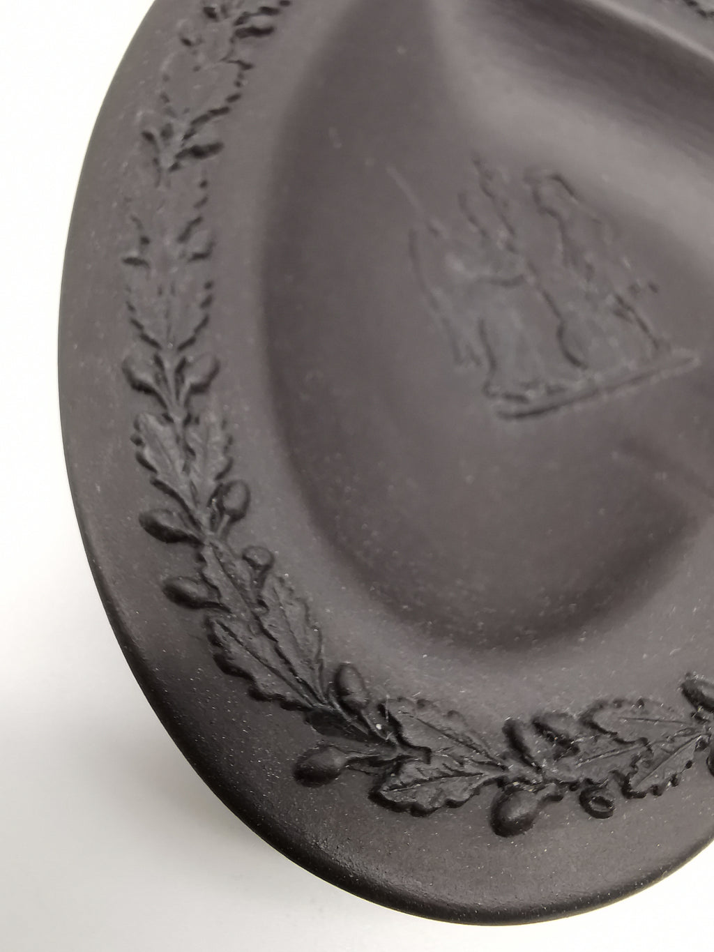 Vintage Wedgwood Black Basalt Spade Pin Dish- Classical Relief
