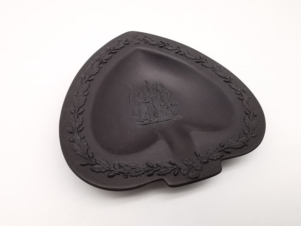 Vintage Wedgwood Black Basalt Spade Pin Dish- Classical Relief