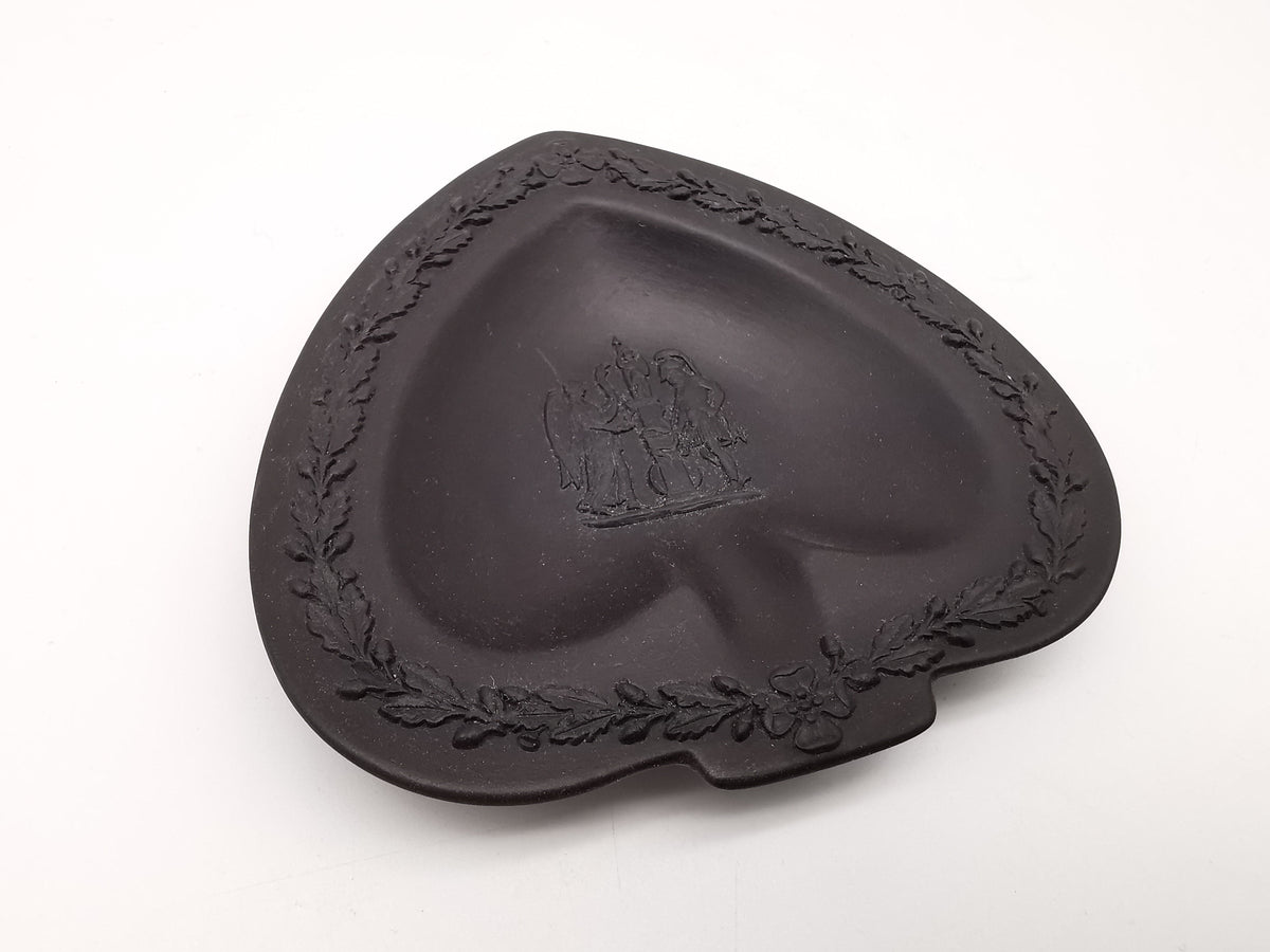 Vintage Wedgwood Black Basalt Spade Pin Dish- Classical Relief