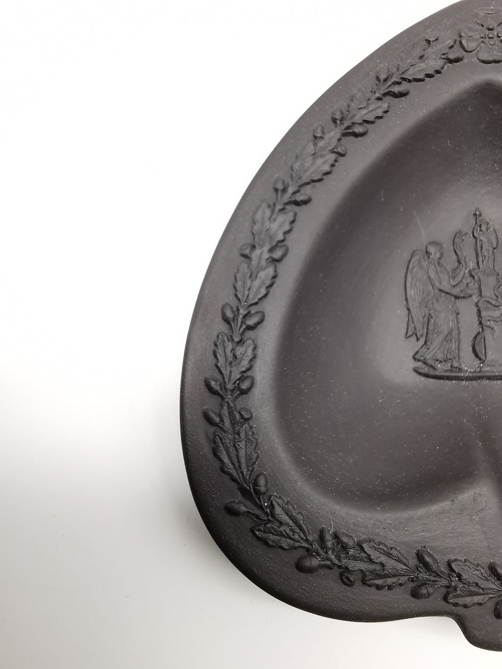 Vintage Wedgwood Black Basalt Spade Pin Dish- Classical Relief