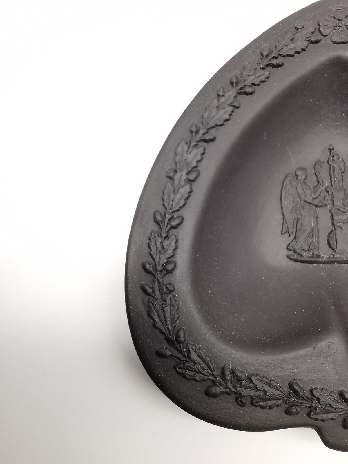 Vintage Wedgwood Black Basalt Spade Pin Dish- Classical Relief