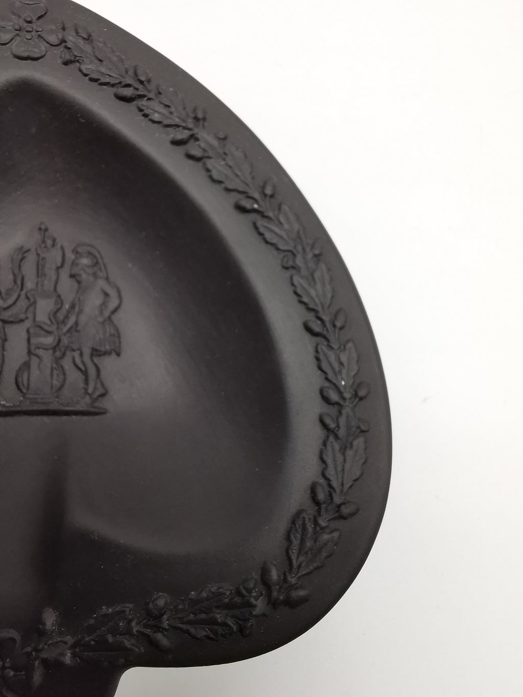 Vintage Wedgwood Black Basalt Spade Pin Dish- Classical Relief
