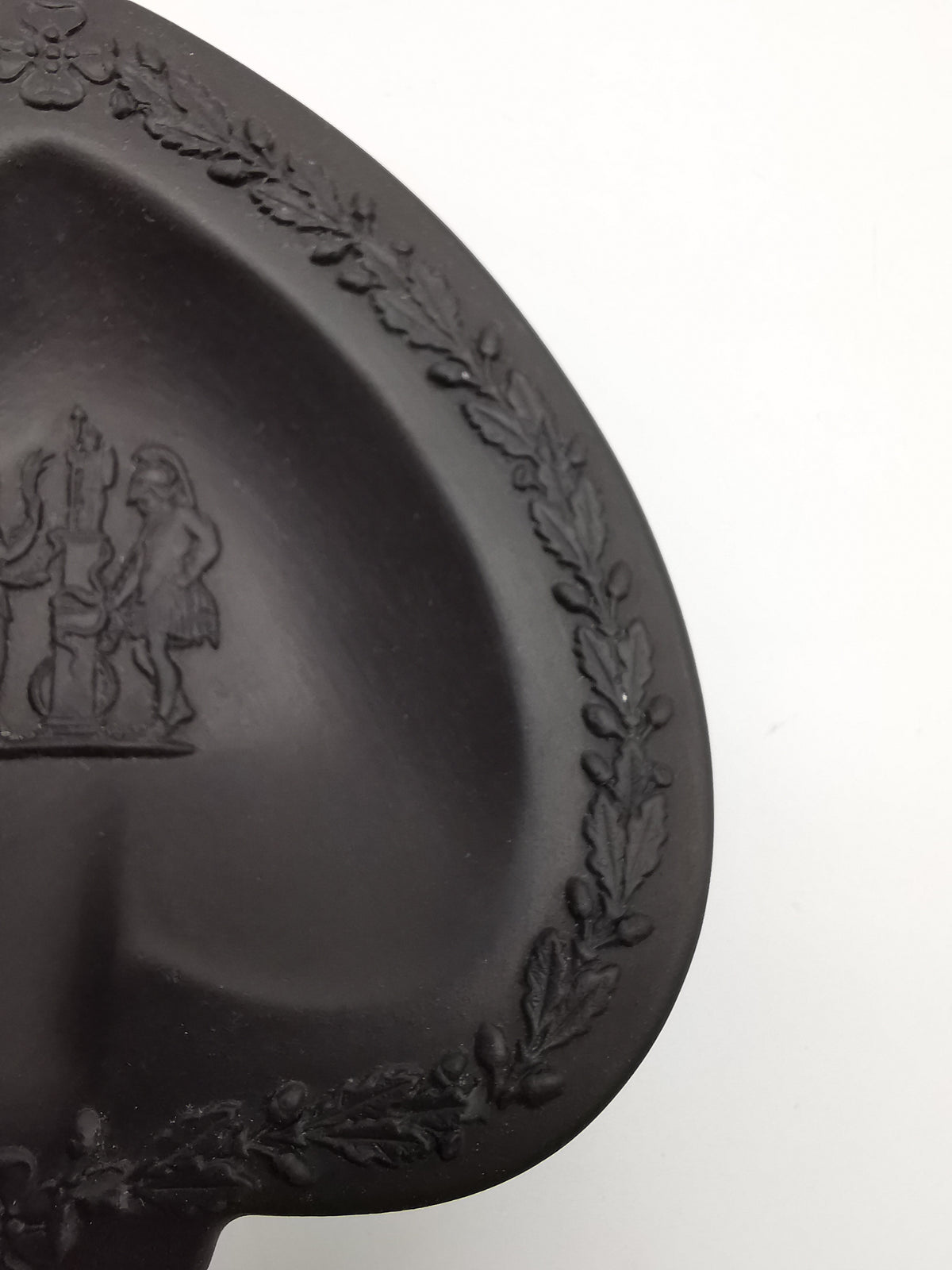 Vintage Wedgwood Black Basalt Spade Pin Dish- Classical Relief