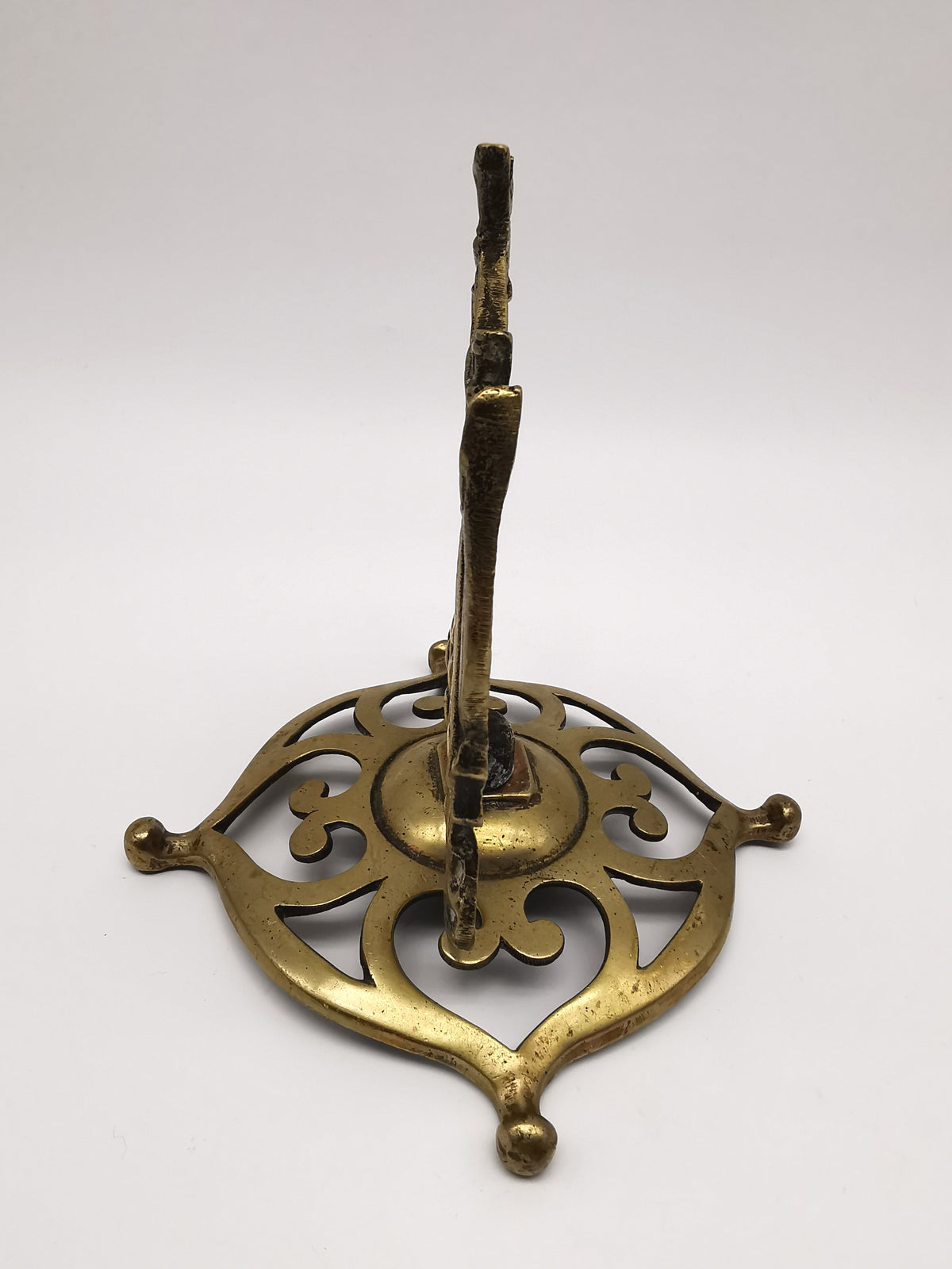 Vintage Brass Mayflower Ship Desk Ornament - Nautical Sailing Vessel on Pierced Base