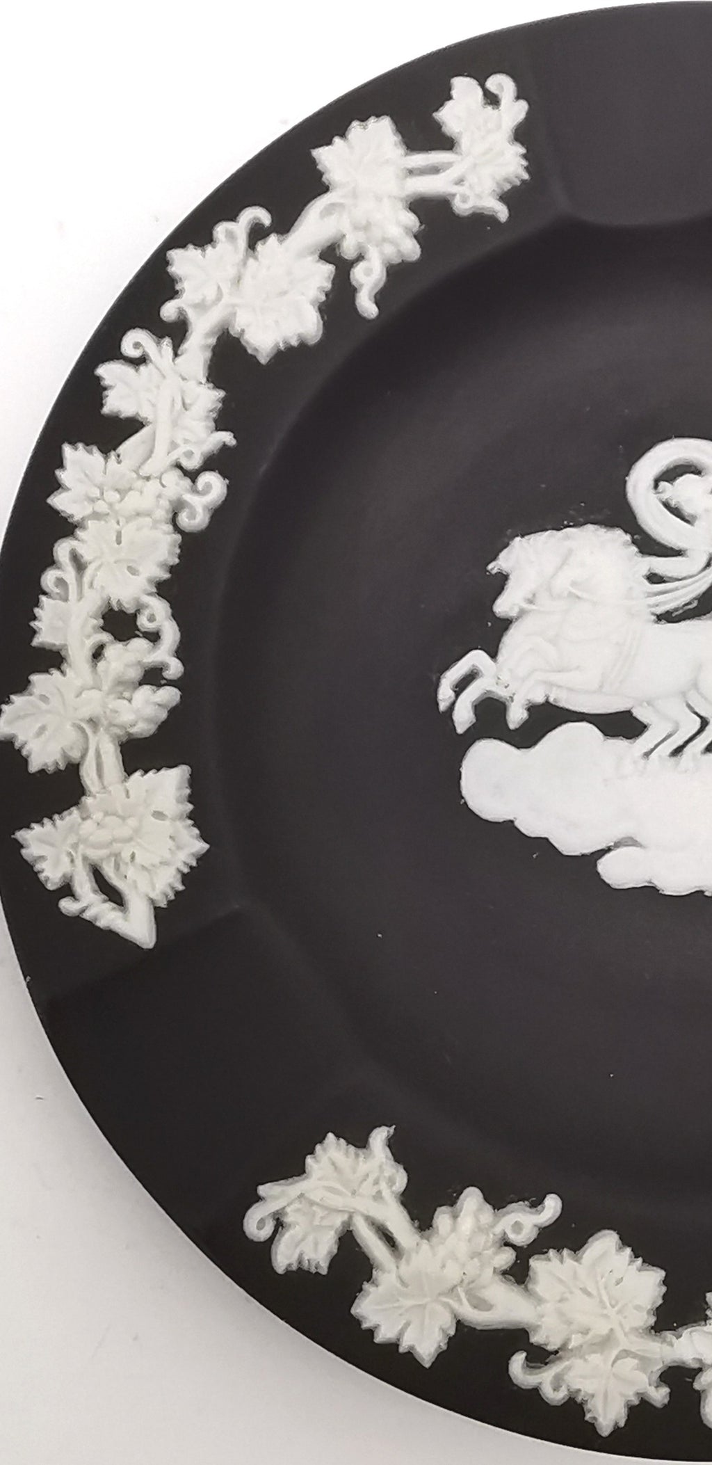 Vintage Wedgwood Black Jasperware Chariot Small Trinket Dish/ Ashtray