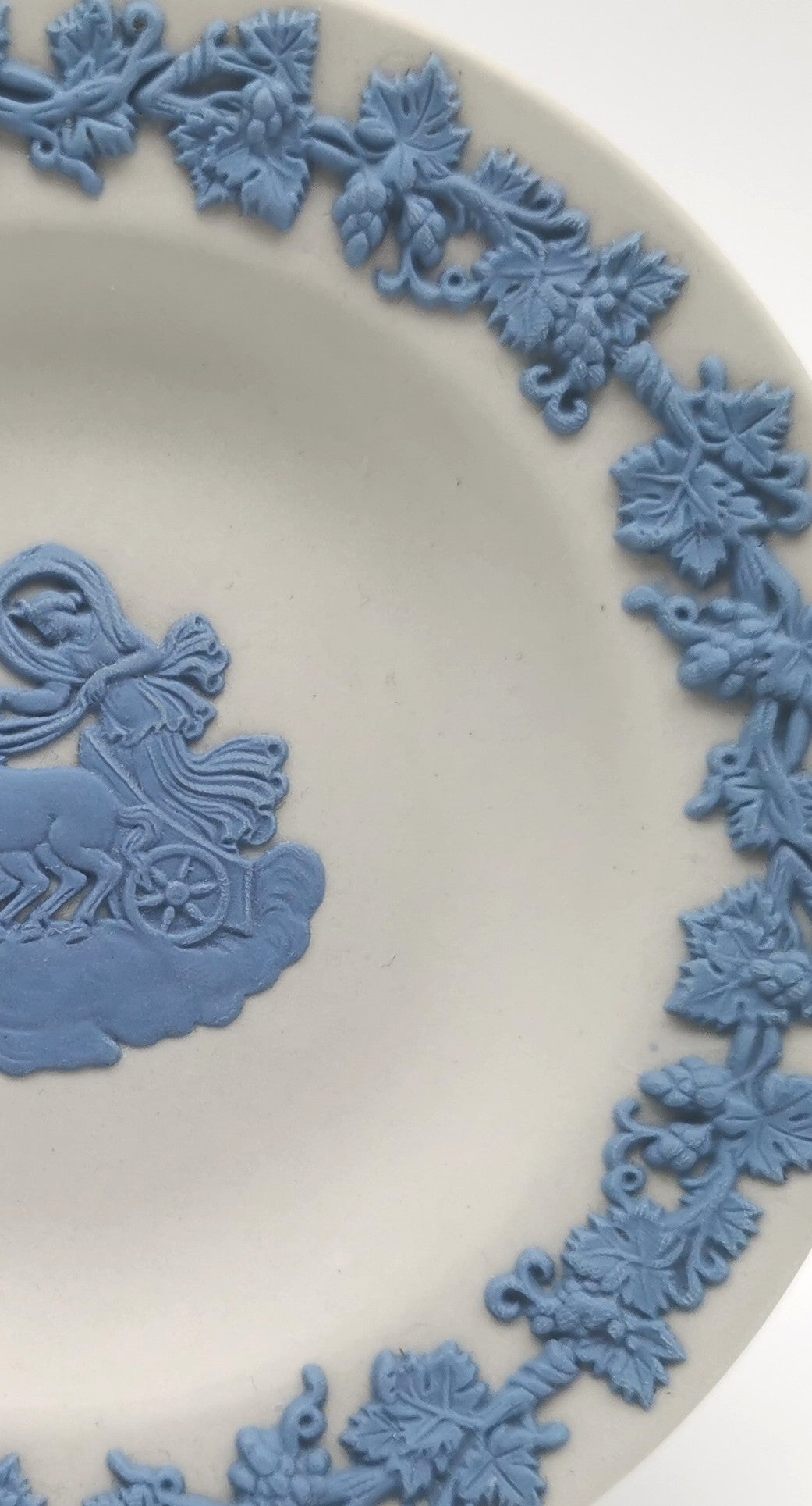 Vintage Wedgwood Blue on White Jasperware Chariot Trinket Dish