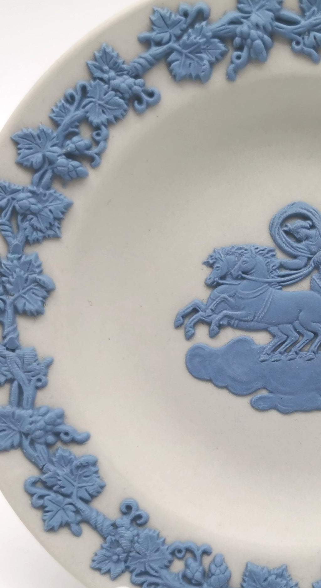 Vintage Wedgwood Blue on White Jasperware Chariot Trinket Dish