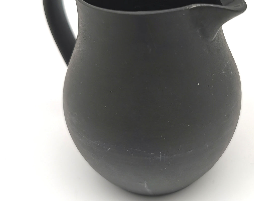 Vintage Wedgwood Black Basalt Miniature Cream Jug - Art Deco Matte Black Stoneware