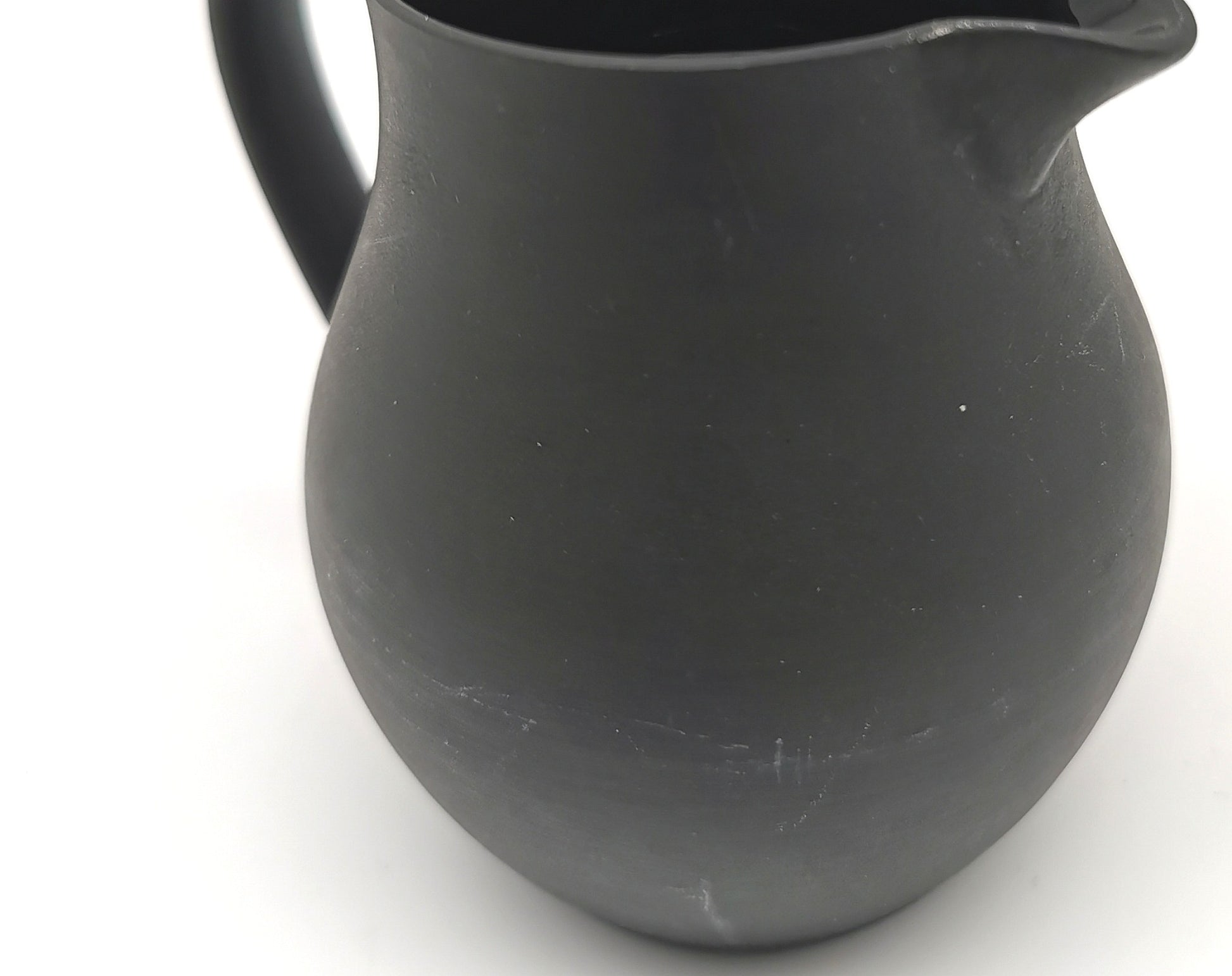 Vintage Wedgwood Black Basalt Miniature Cream Jug - Art Deco Matte Black Stoneware